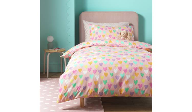 Argos Home Kids Hearts Pink Bedding Set - Single