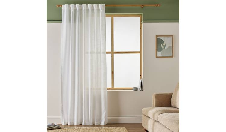 Argos Home Linen Slot Top Voile Curtain - White - 140x183cm