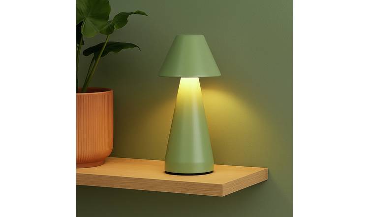 Searchlight Metal Rechargeable Cone LED Table Lamp - Sage