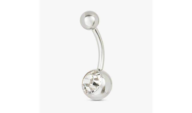 Revere Surgical Steel Clear Crystal Belly Bar