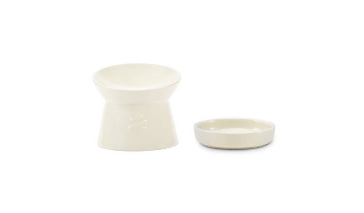 Scruffs Ceramic Cat Feeder Bowl and Saucer Set - Medium