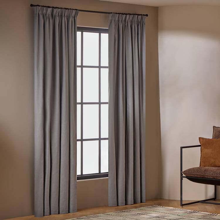 Habitat With Linen Blackout Pencil Pleat Curtains - Dove Grey - 229x183cm 0