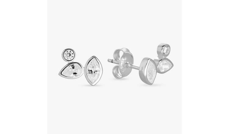 Revere Sterling Silver Marquise Cubic Zirconia Stud Earrings