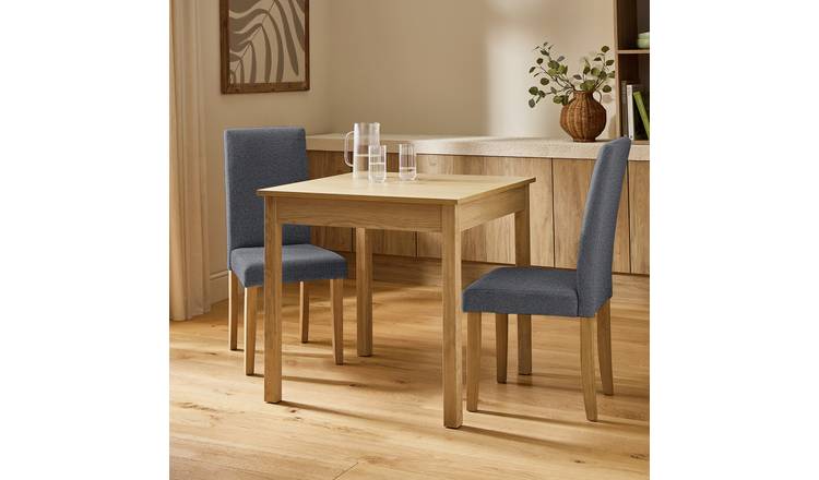 Argos Home Sendi Square Natural Dining Table& 2 Grey Chairs