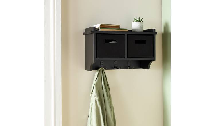 Argos Home Coat Rack with 2 Fabric Storage Boxes - Black