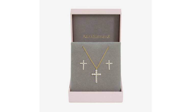 Jon Richard Gold Plated Cubic Zirconia Cross Set