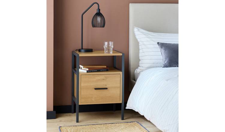 Argos Home Loft Living 1 Drawer Bedside Table - Oak