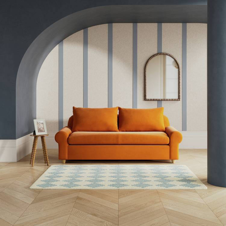 Habitat Whitby Fabric 3 Seater Sofa - Orange - Ash Leg 0