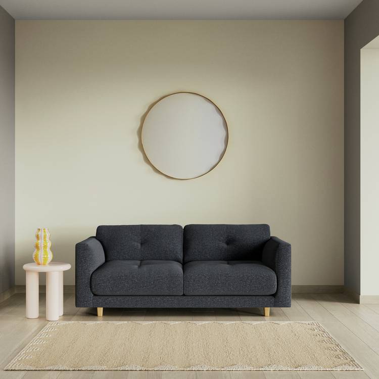 Habitat Emely Fabric 2 Seater Sofa - Charcoal - Ash Leg 0