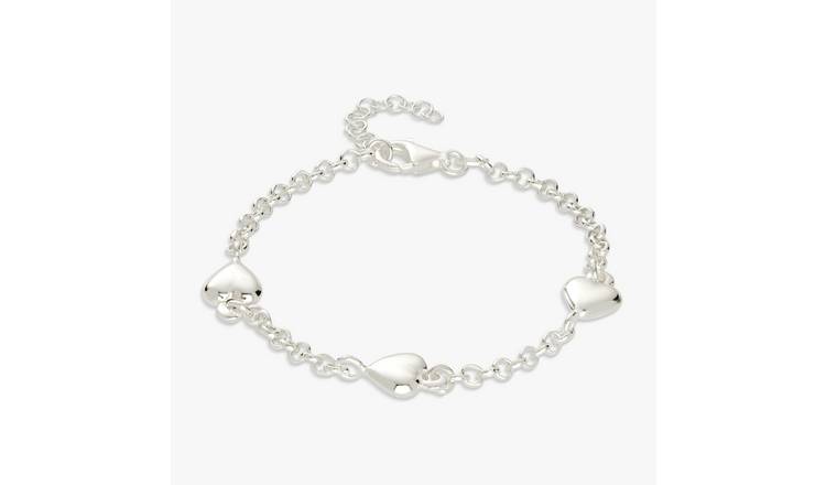 Revere Sterling Silver Triple Puffed Hearts Bracelet
