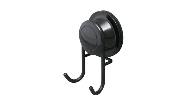 Argos Home Locking Suction Cup Pack of 2 Wire Hooks - Black