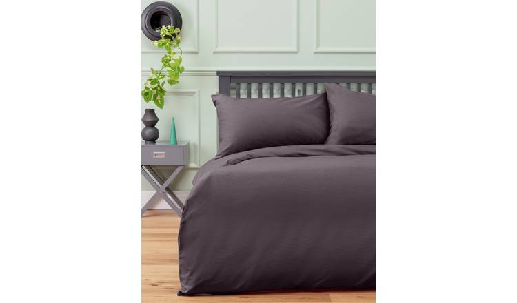 Habitat Brushed Cotton Plain Charcoal Bedding Set - Single