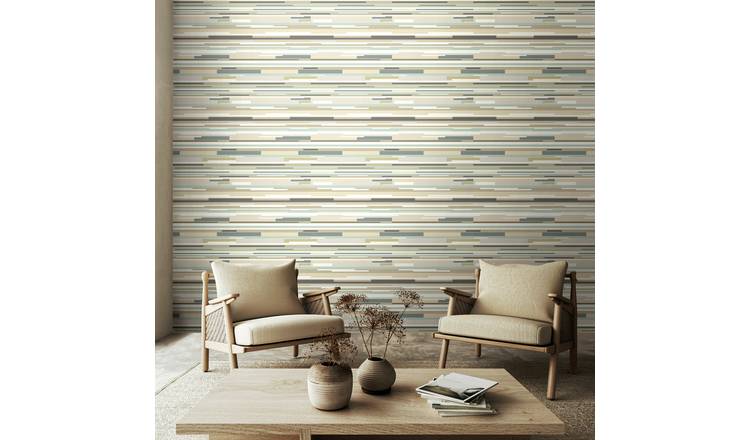 Hoopla Walls Leafy Patchwork Plum and Olive Wallpaper