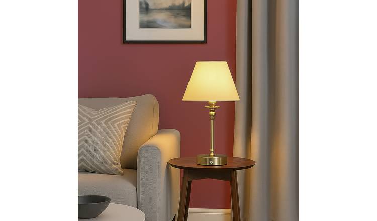 Searchlight Metal Rechargeable LED Table Lamp - Silver&White