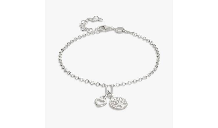 Revere Sterling Silver Tree of Life and Heart Charm Bracelet