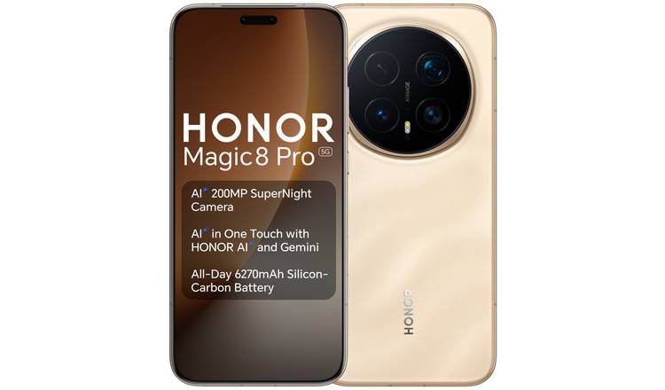 SIM Free HONOR Magic8 Pro 5G 512GB AI Phone - Sunrise Gold