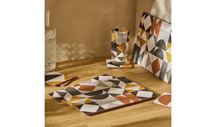 Argos Home Geo Corkback Set of 4 Placemats and Coasters
