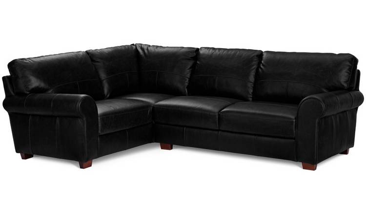 Argos Home Salisbury Leather Left Hand Corner Sofa - Black