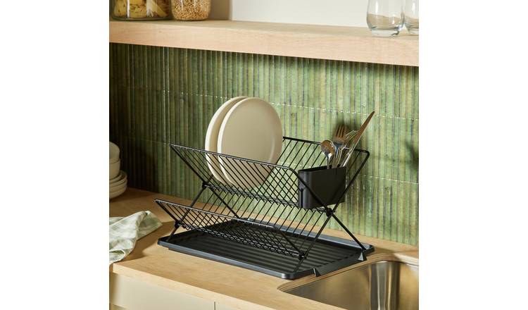Argos Home X-shaped Cross Dish Rack - Black