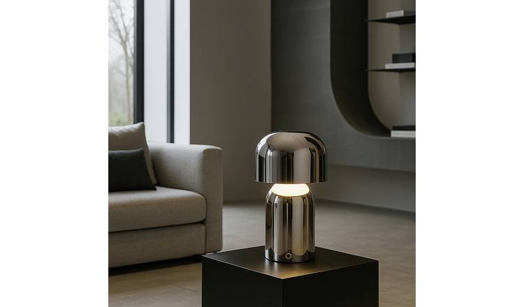 Searchlight Mushroom Port Rechargeable LED Table Lamp-Chrome