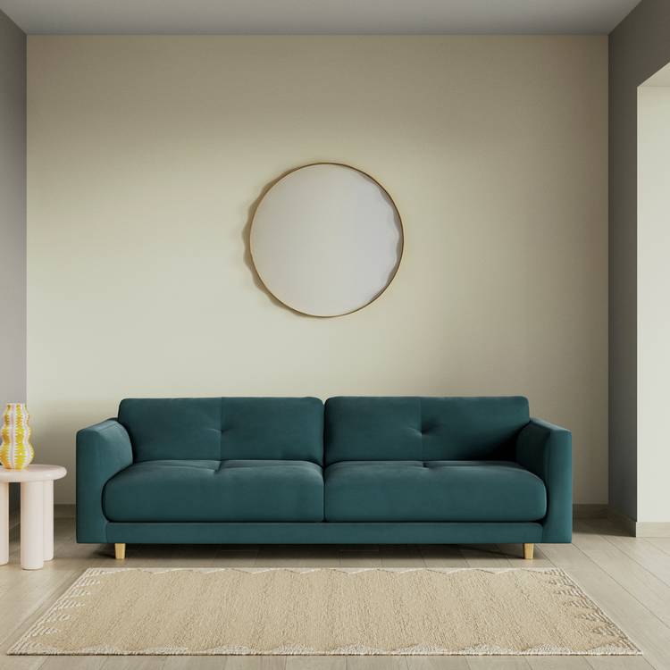 Habitat Emely Fabric 4 Seater Sofa - Teal - Ash Leg 0