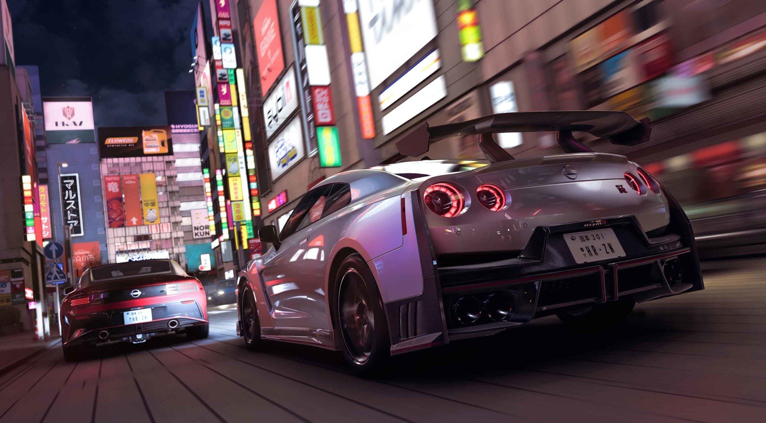 screenshot of cars racing through Tokyo streets in Forza Horizon 6