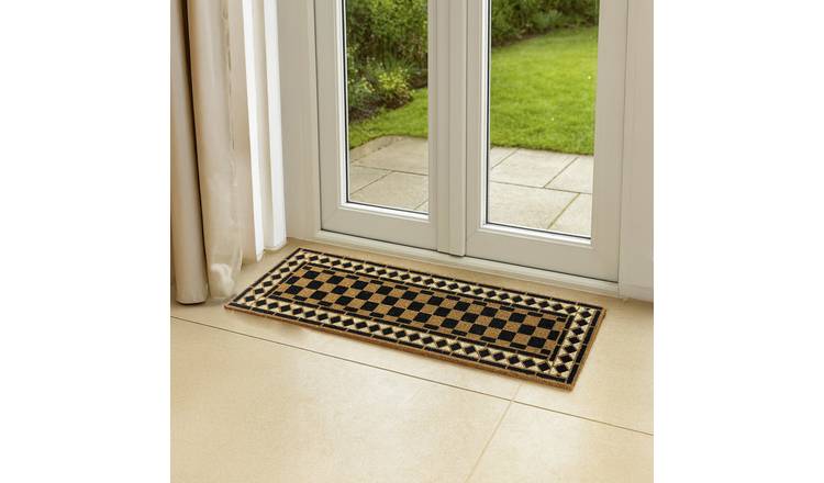 Mighty Mats Chequerboard Blue Doormat - 40x120cm