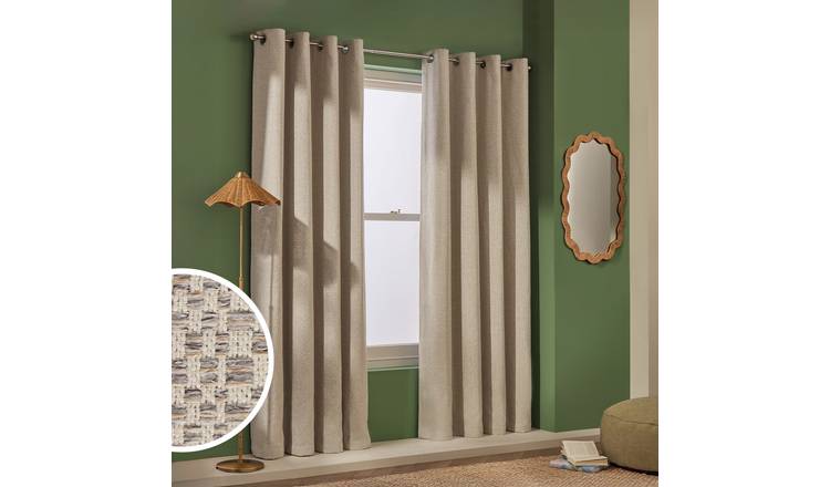 Habitat Blackout Jacquard Eyelet Curtains - Grey- 229x229cm