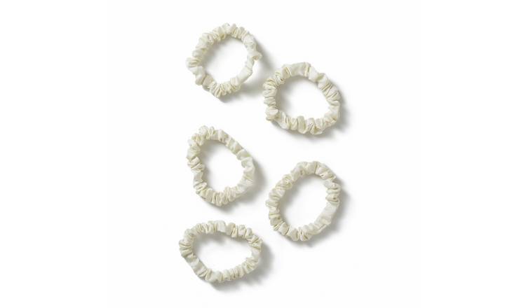 Freedom Cream Ruched Thin Scrunchies - Pack of 5