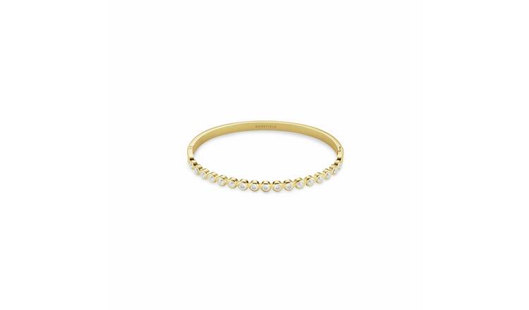 Rosefield Stainless Steel Gold Plated Bubble Crystal Bangle