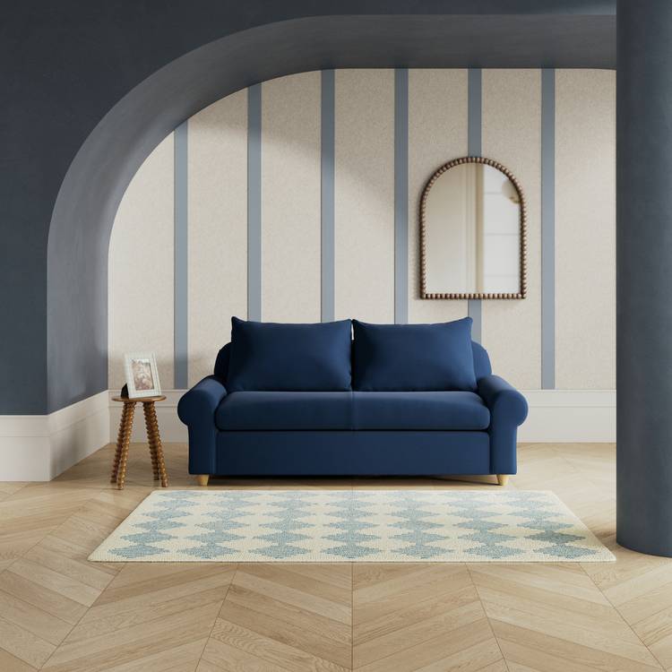 Habitat Whitby Fabric 2 Seater Sofa - Navy Blue - Ash Leg 0