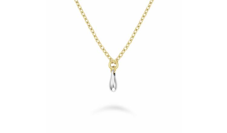 Rosefield 14ct Gold Plating Duotone Drop Pendant Necklace