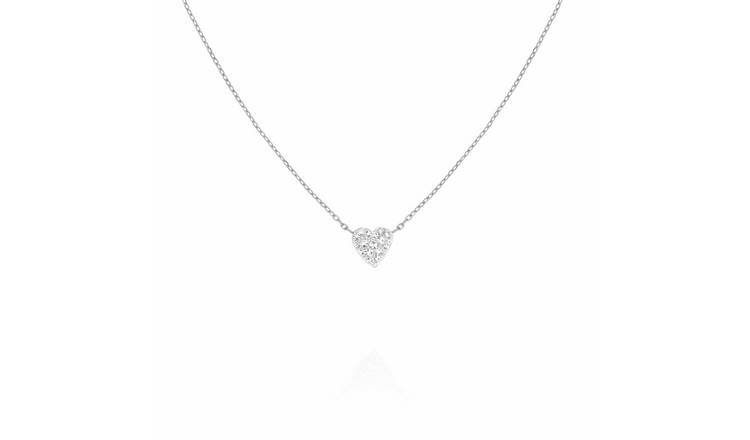 Rosefield Rhodium Plated Pave Crystal Heart Necklace