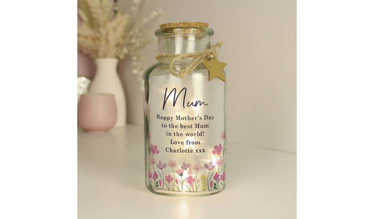 Personalised Message Floral LED Glass Jar Decoration