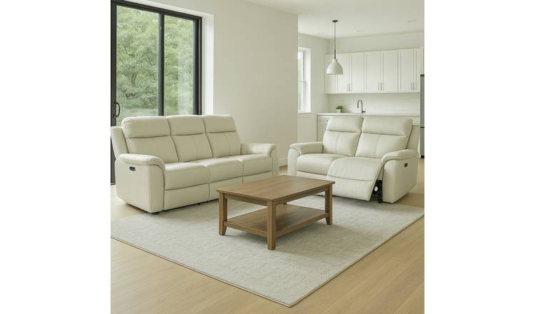 Aspire Kingsmere 3 & 2 Seater Power Recliner Sofa - Cream