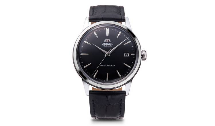 Orient Bambino Mens Black Leather Strap Watch