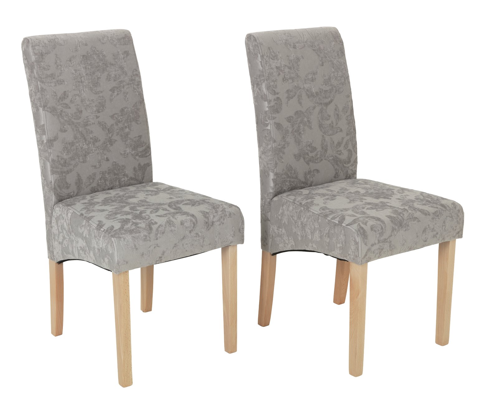 Argos Home Pair of Skirted Dining Chairs - Damask Grey
