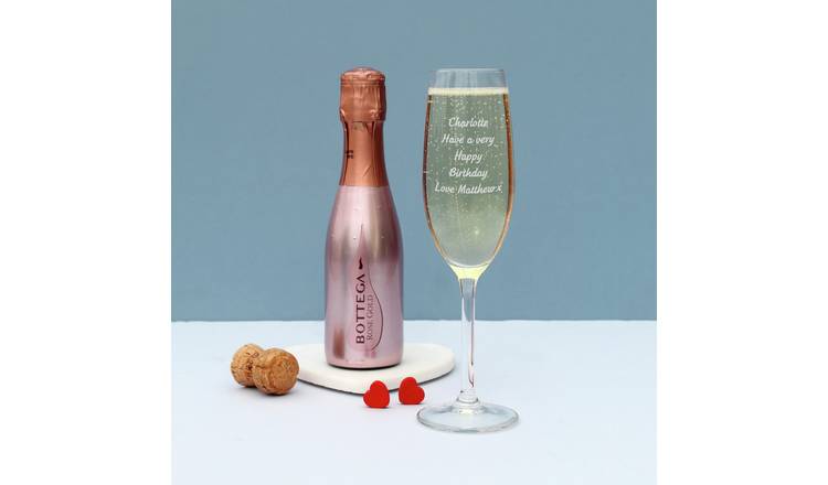 Personalised Message Flute Bottega Prosecco - Rose Gold