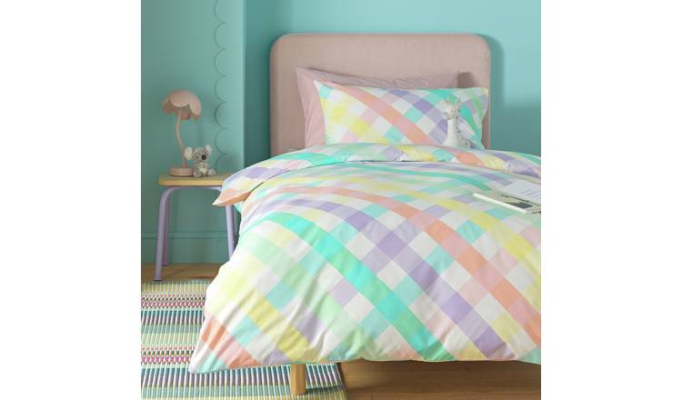 Argos Home Kids Gingham Brights Bedding Set - Single