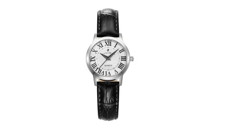 Jacques Du Manoir Genesis Womens Black Leather Strap Watch