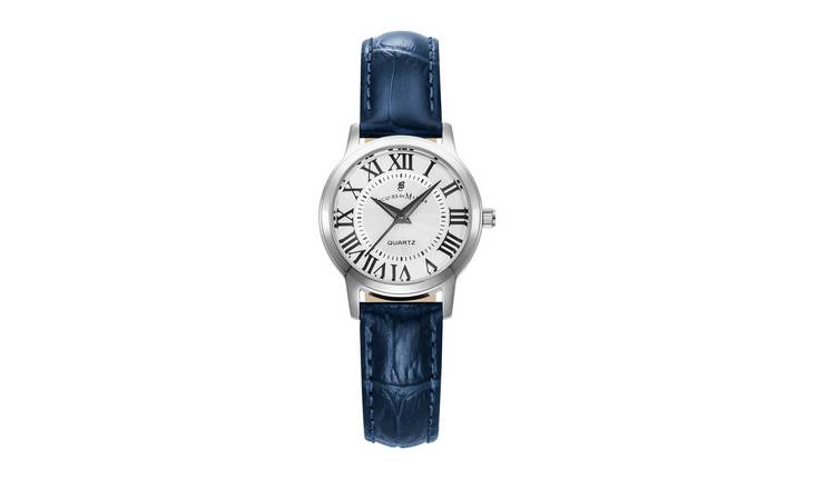 Jacques Du Manoir Genesis Womens Blue Leather Strap Watch
