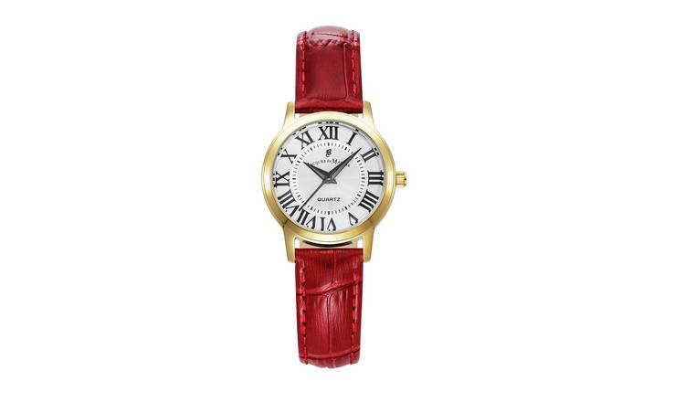 Jacques Du Manoir Genesis Ladies Red Leather Strap Watch