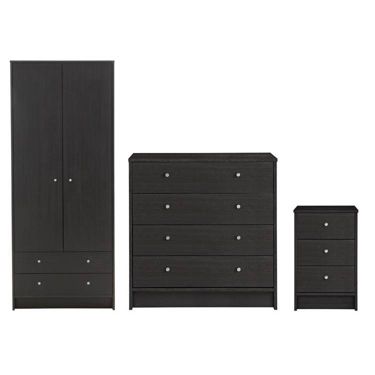 Argos Home Malibu 3 Piece 2 Door Wardrobe Set - Black 0