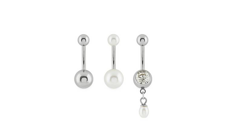 State of Mine Stainless Steel Pearl Belly Bars - Set of 3