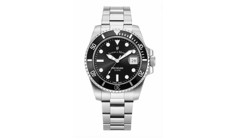 Jacques Du Manoir Proscuba Mens Silver Plated Bracelet Watch