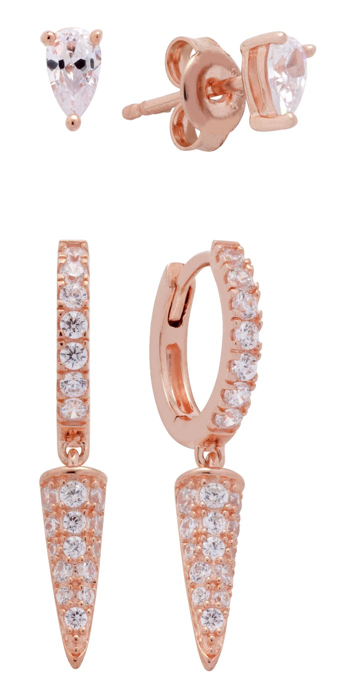 Revere 9ct Rose Gold Plated Spike Hoops & Stud Earrings Set Review