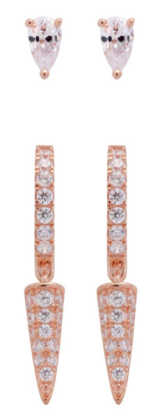 Revere 9ct Rose Gold Plated Spike Hoops & Stud Earrings Set Review