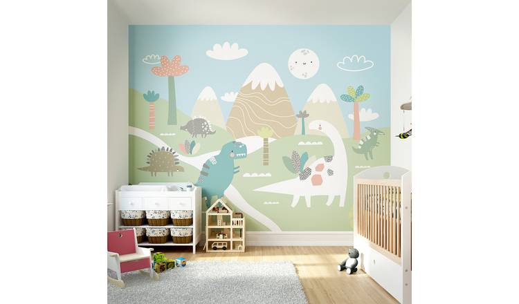 Origin Murals Dinosaur Land Pale Green Wall Mural