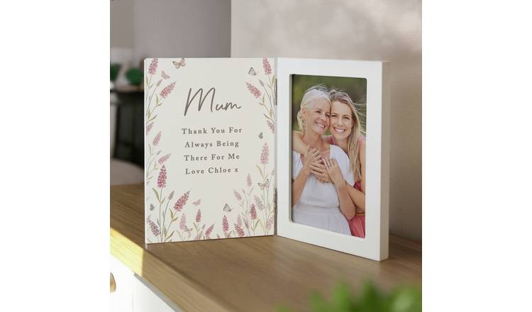 Personalised Message Wooden Floral Photo Frame - 6x4cm