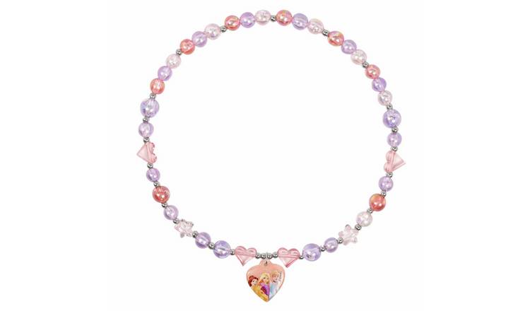 Disney Princess Kids Glittery Heart Charm Beaded Necklace